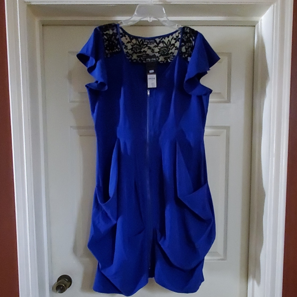 City Chic Lace Inset Tunic Dress - Picture 1 of 3